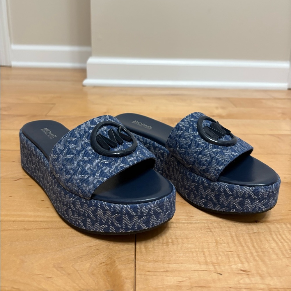 Michael Kors Sadler Wedge Denim Sandals